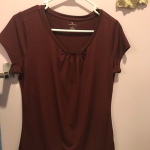 WINE COLOR SHORT SLEEVE BLOUSE